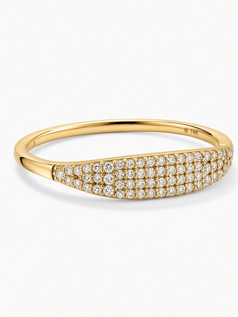 Mejuri 14K Pave Diamond Slim Signet